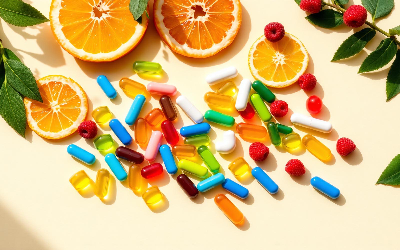 Vitamins with fresh fruit